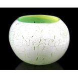 Signed Odra Novotny, decorative glass green with white ball vase