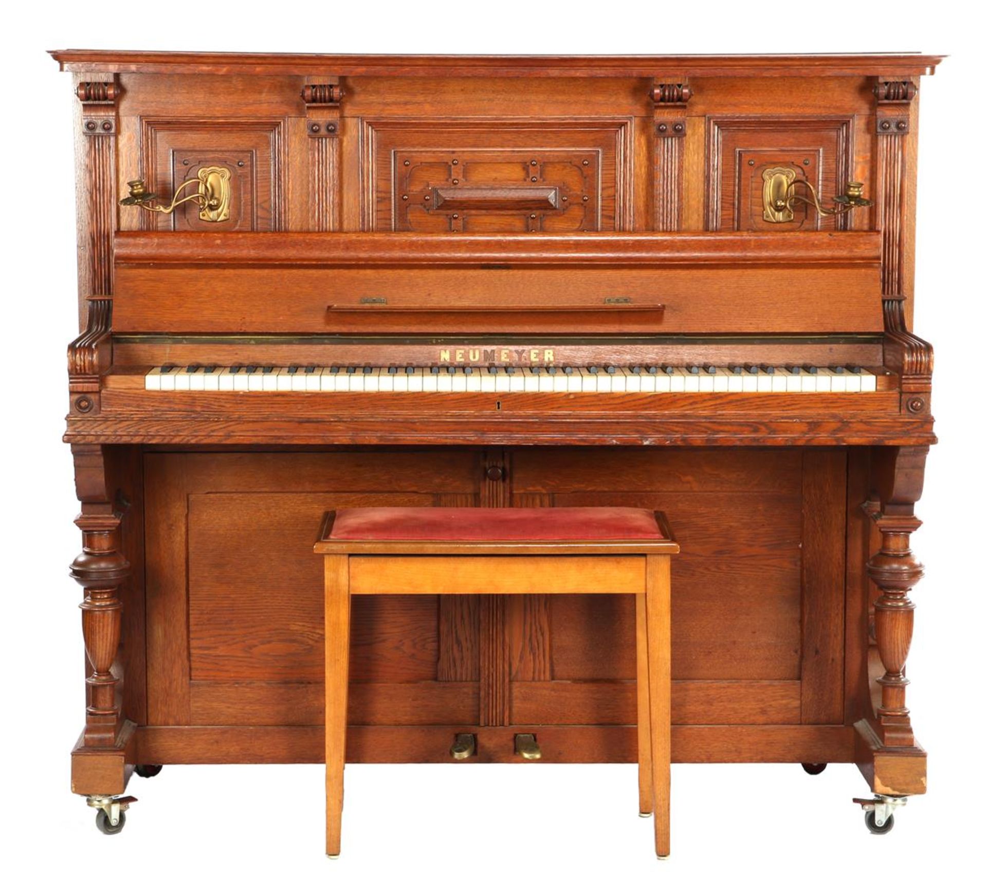 Neumeyer piano in oak cabinet