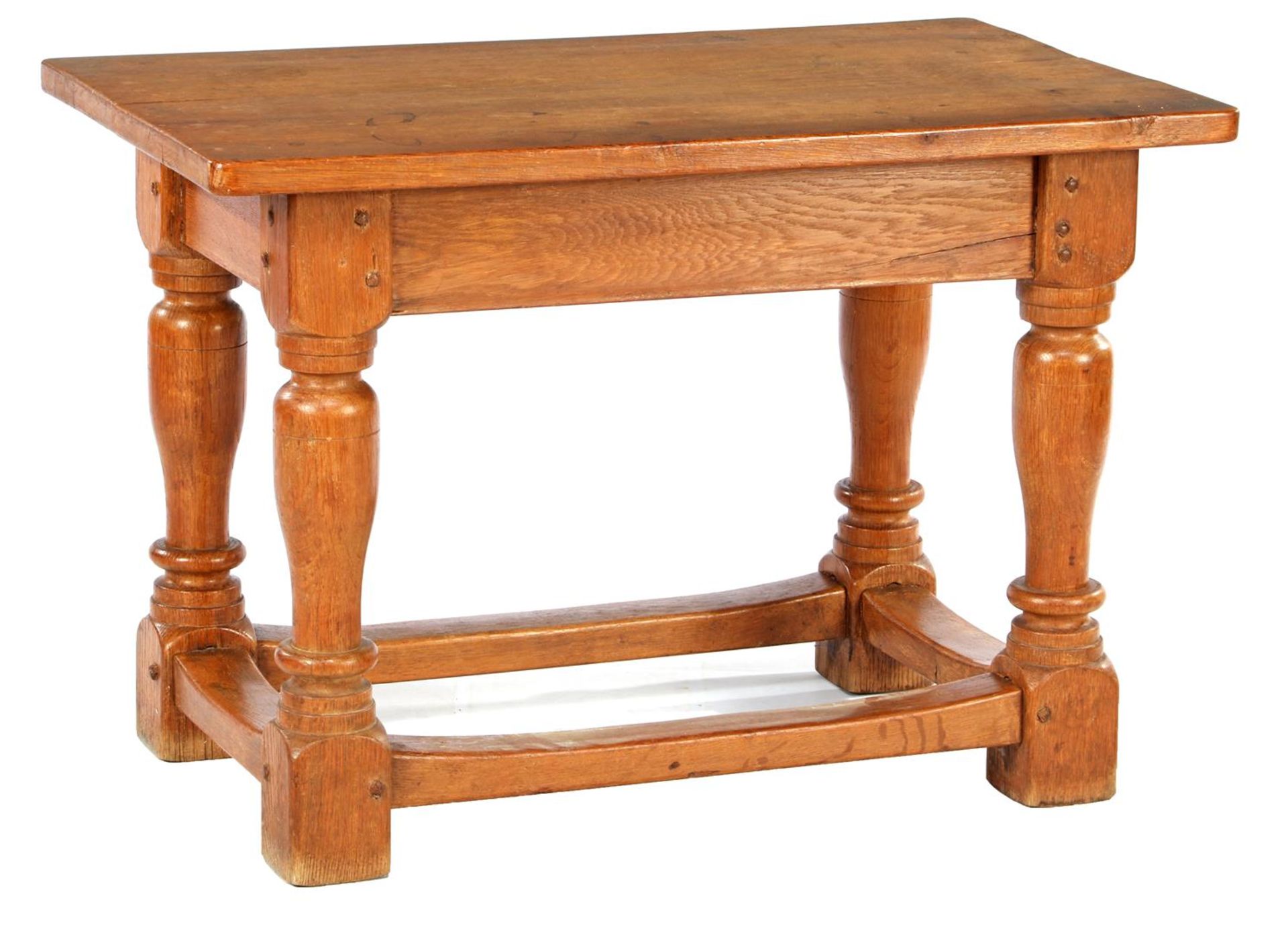 Solid oak table on bottle legs and control connection
