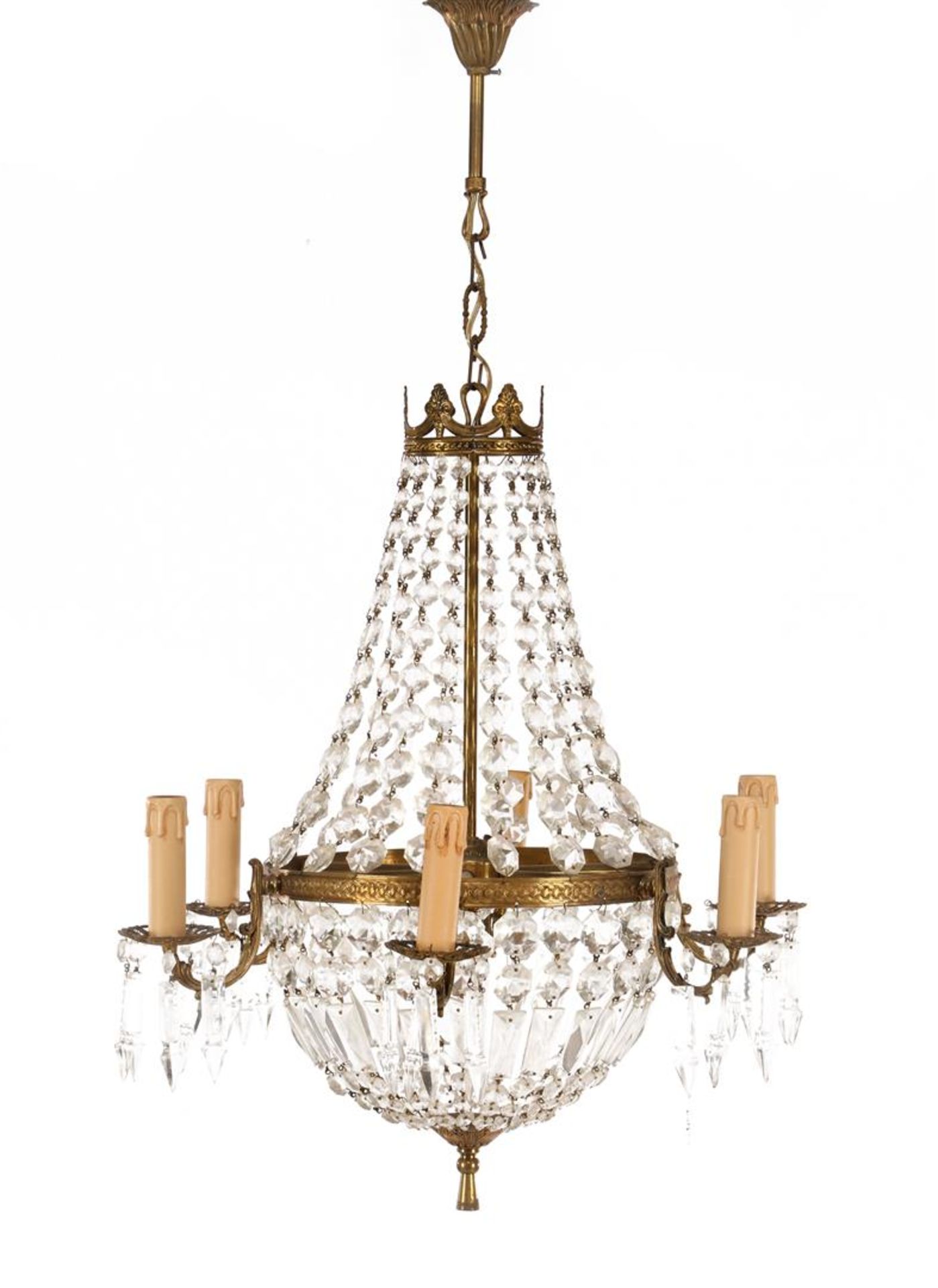 Classic 6-bulb hanging lamp with cut drops