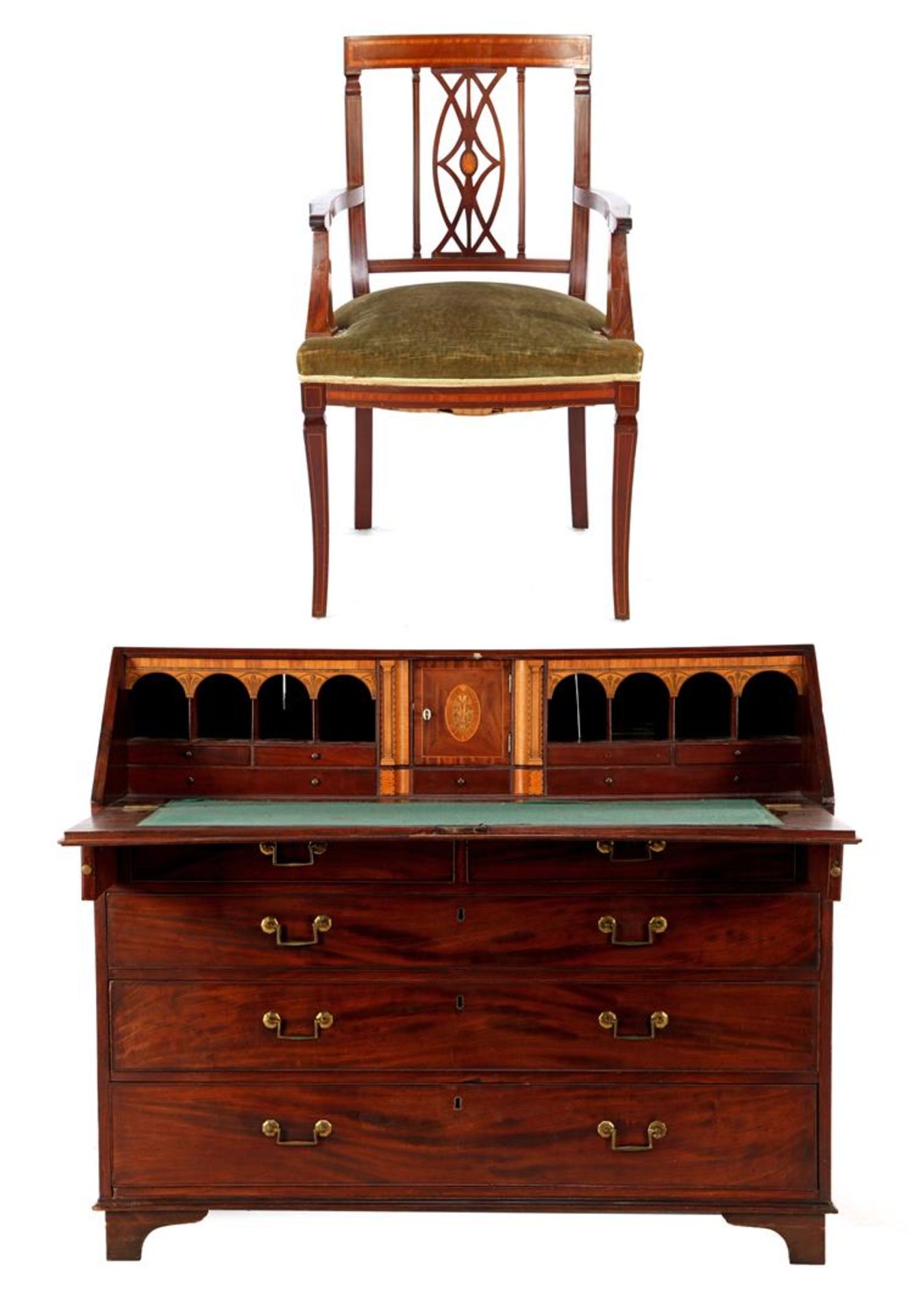 Mahogany with oak English flap desk