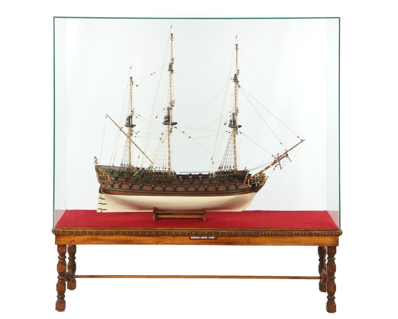 Wooden scale model of a three-master