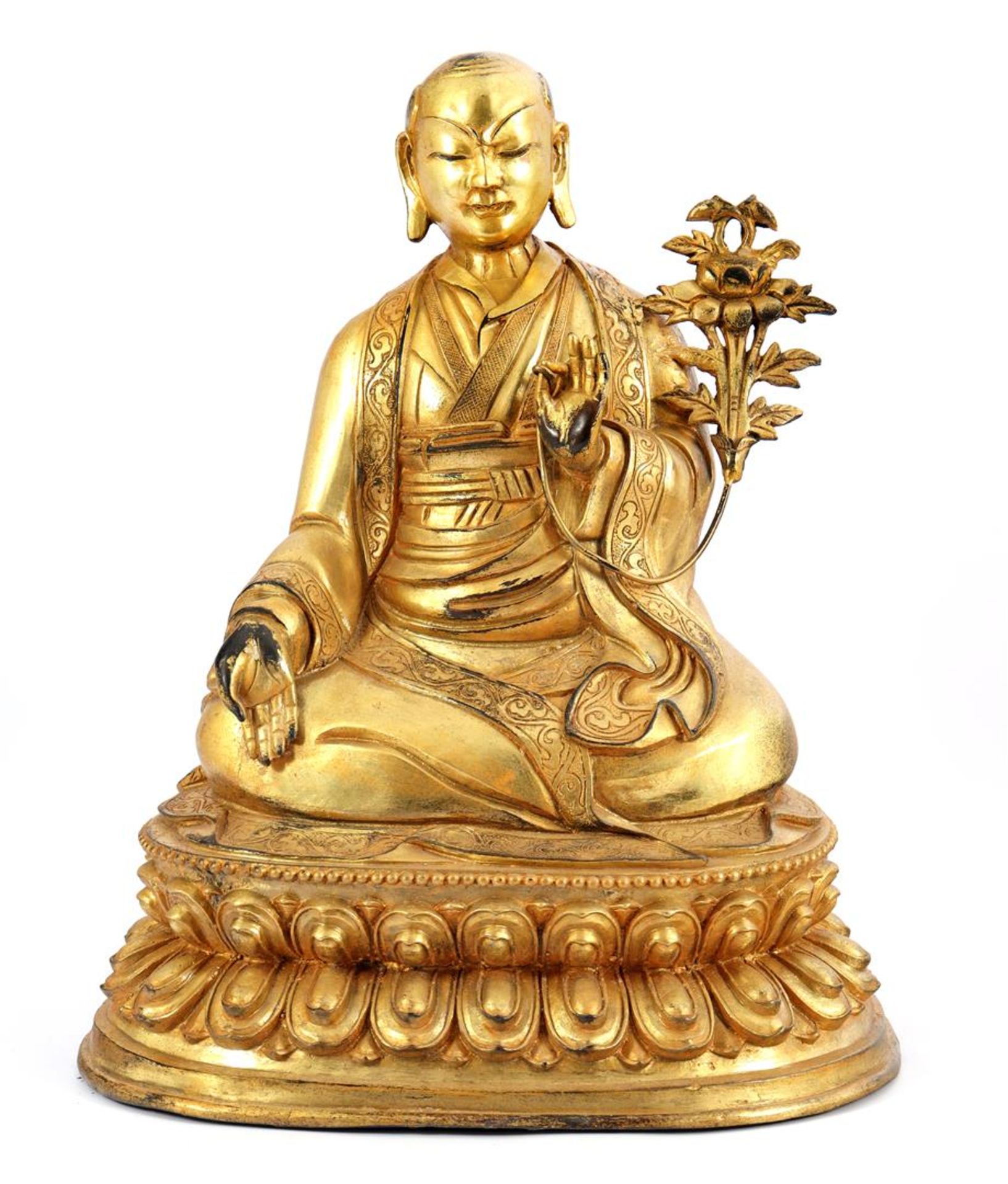 Bronze fire gilded Asian Buddha statue