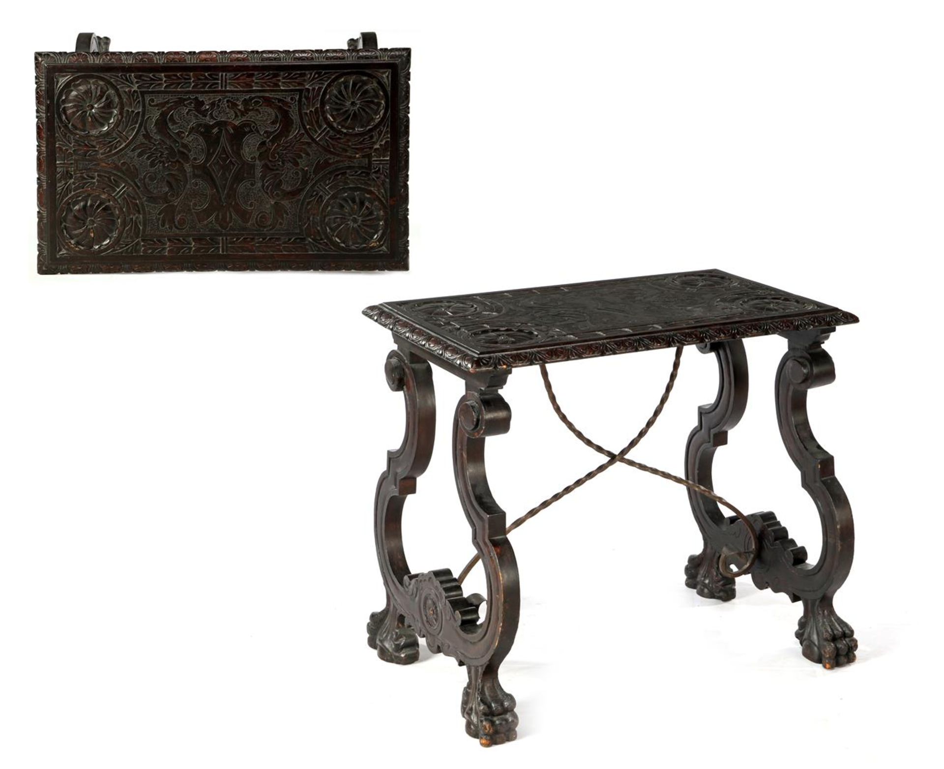 Spanish table with beautifully carved decoration