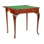 Walnut with burr walnut console with inlaid green felt top