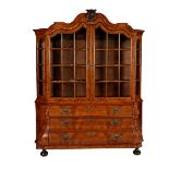 Dutch porcelain cabinet, walnut with burr walnut