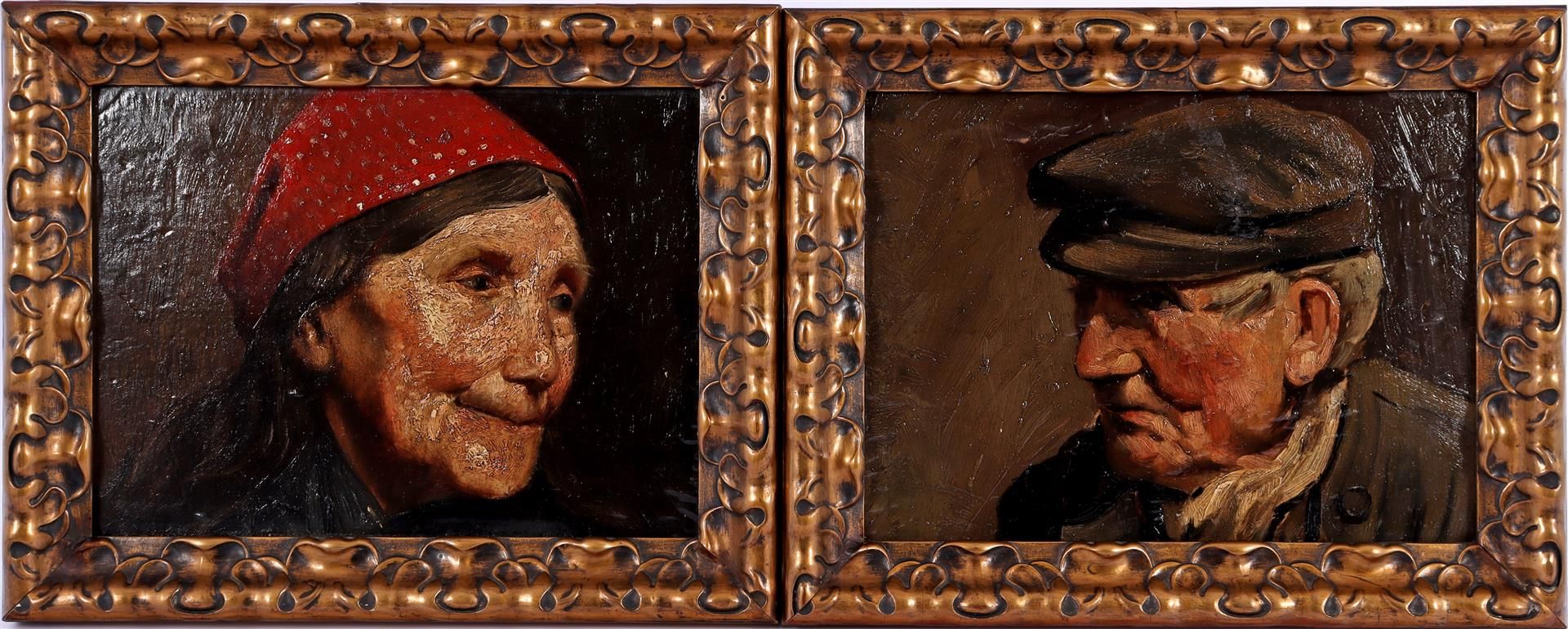Anonymous, 2 portraits of peasant people