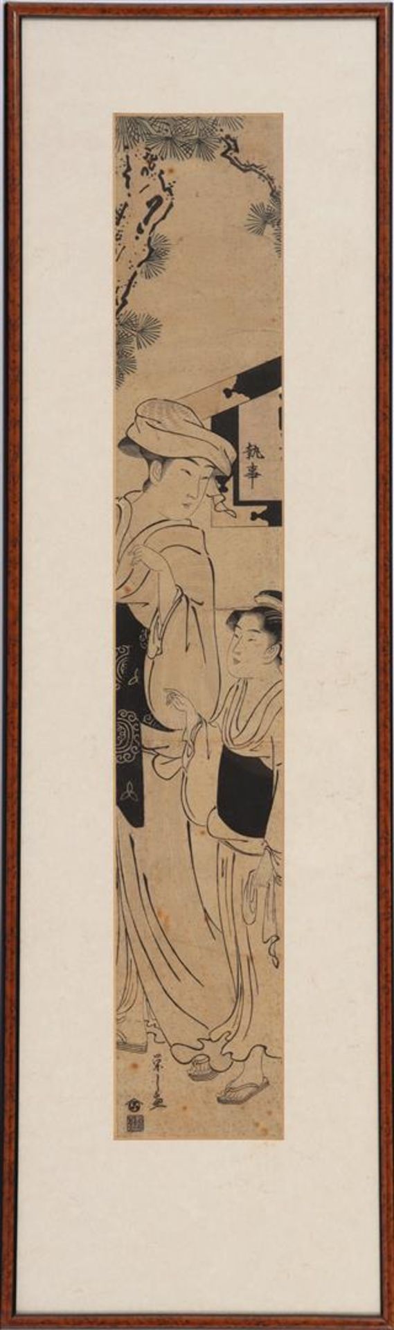 Yeishi Hosada 1756-1819, Oiran and maid at a temple