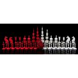 Red / white bone chess pieces