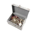 Aluminum briefcase with various bijou wo. many necklaces