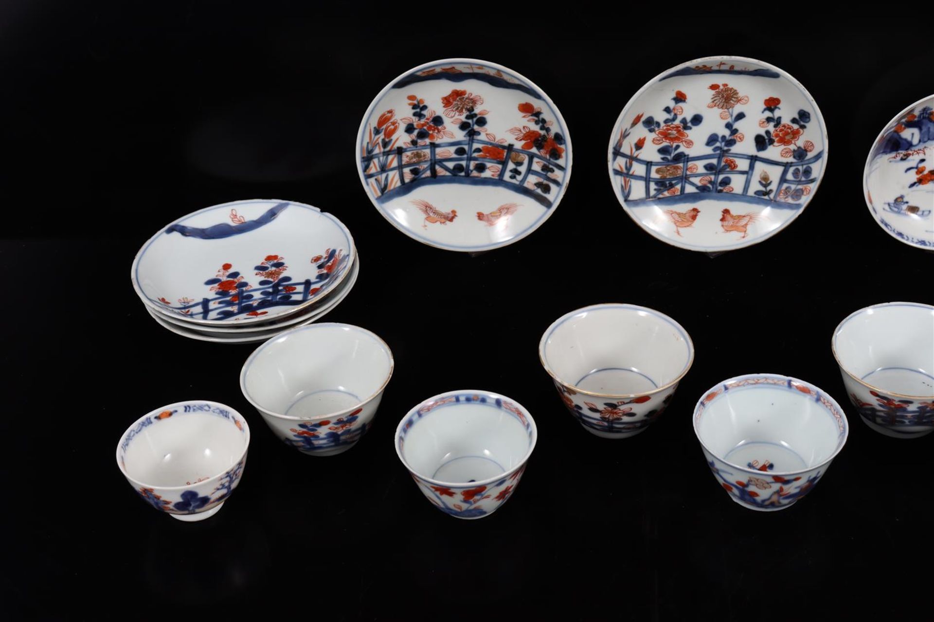 11 + 11 Chinese porcelain cups and saucers with Imari decoration - Bild 3 aus 3