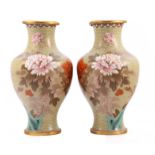 2 Asian cloisonne vases