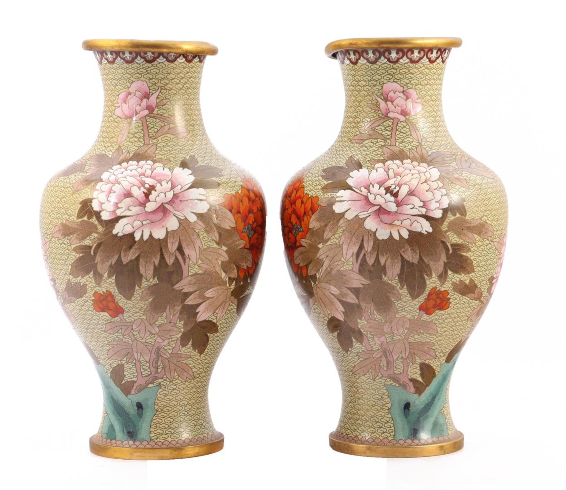 2 Asian cloisonne vases