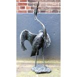 Decorative bronze statue of a heron