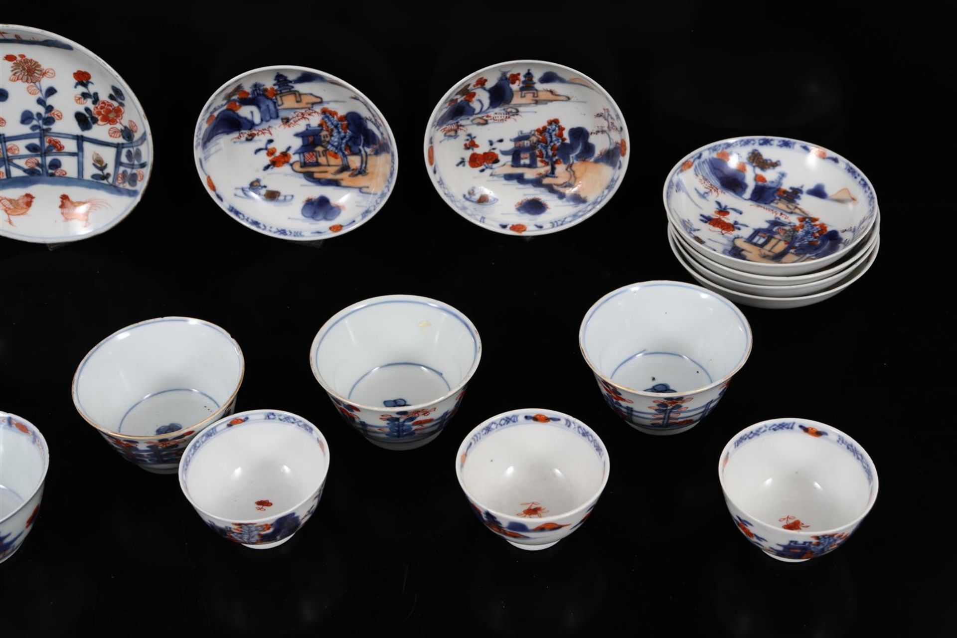 11 + 11 Chinese porcelain cups and saucers with Imari decoration - Bild 2 aus 3