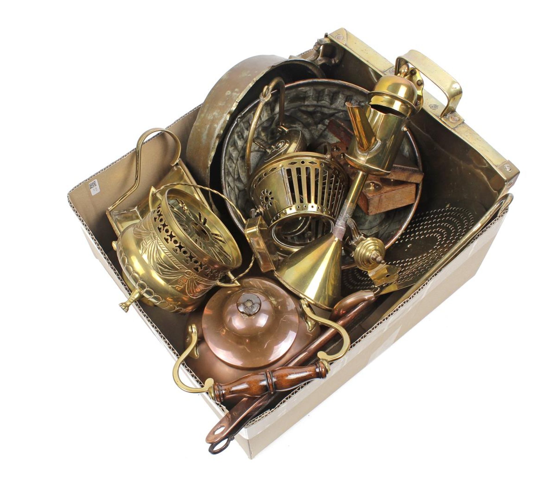 Box with various copperware