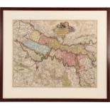 Framed topographical colored map