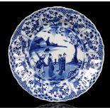 Kangxi porcelain dish with blue and white decoration