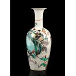 Porcelain vase with polychrome warrior decor