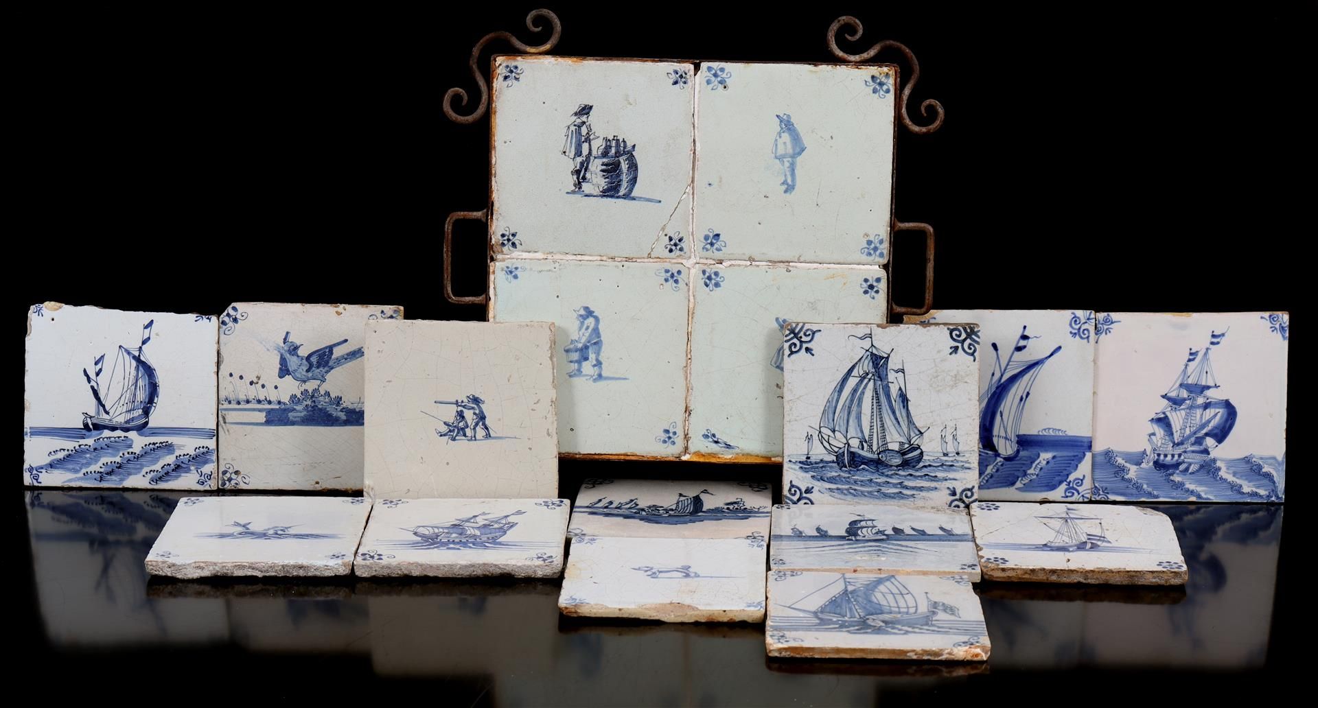 13 earthenware 18th / 19th century Delft tiles