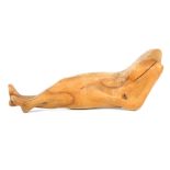Fruitwood statue of a reclining lady