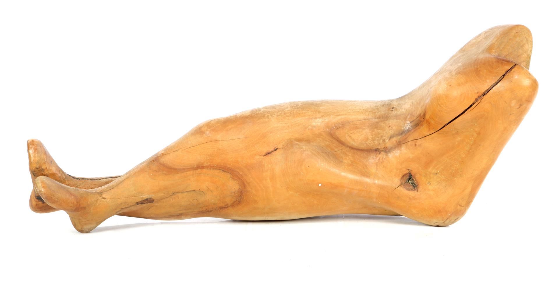 Fruitwood statue of a reclining lady