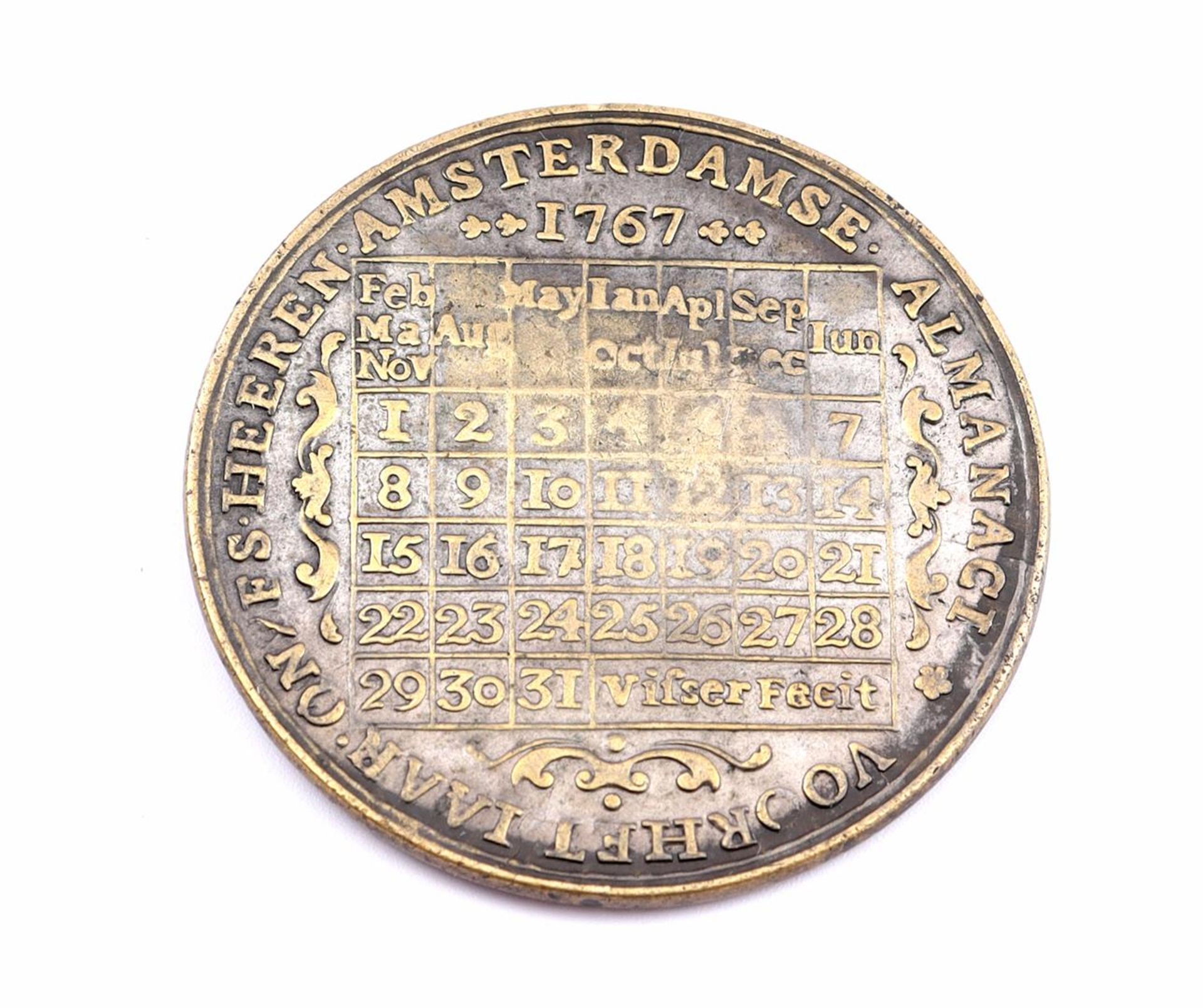 Bronze calendar medal Willem V 1767 - Bild 2 aus 2