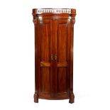 Mahogany veneer on oak 19th century 2-door corner cupboard