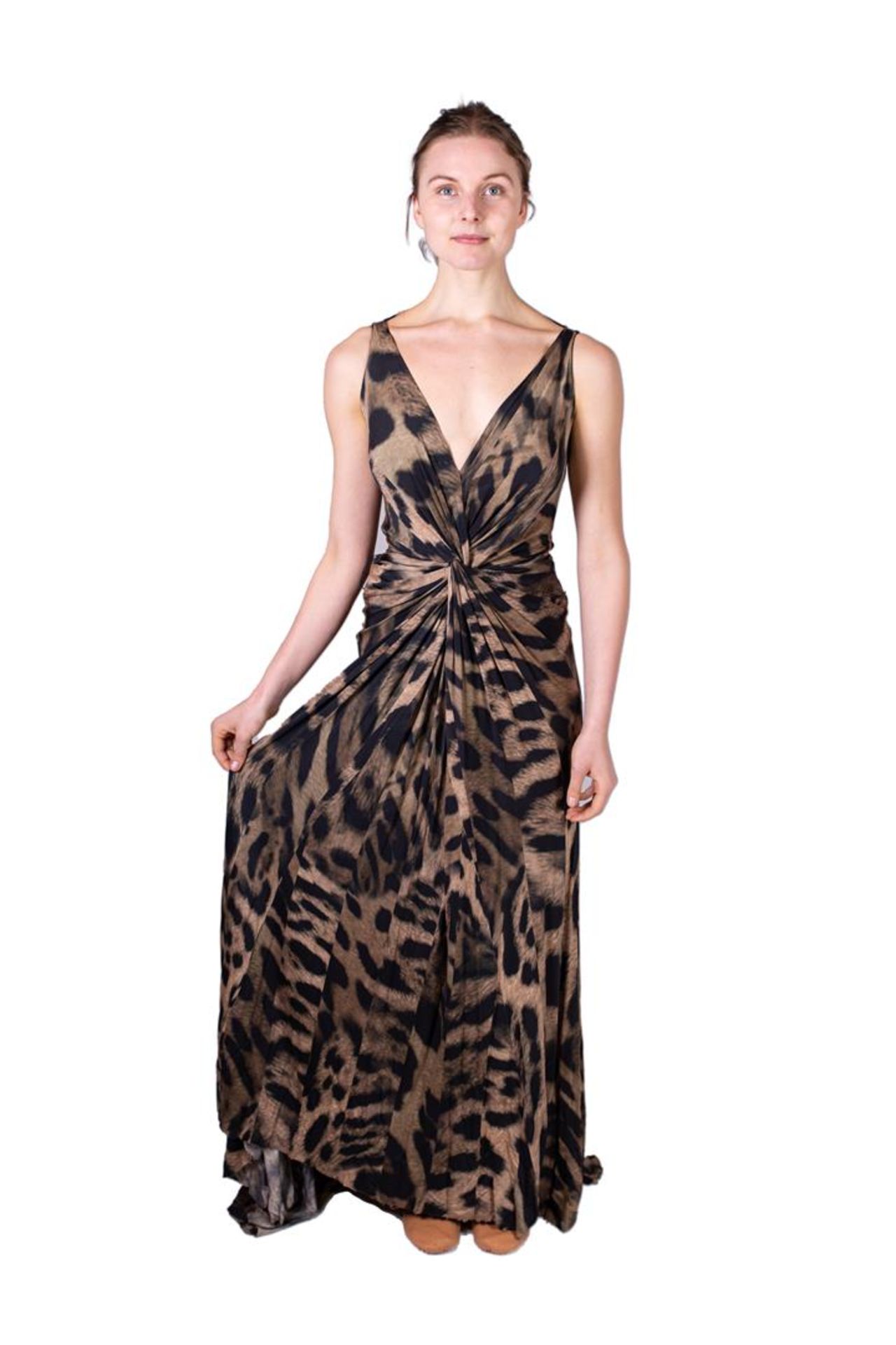 Evening dress with leopard print. Costume from celebrAGE