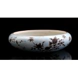 Porcelain bowl with green black decoration with flowers, with stickers Ray Manhattans Collection, Ch