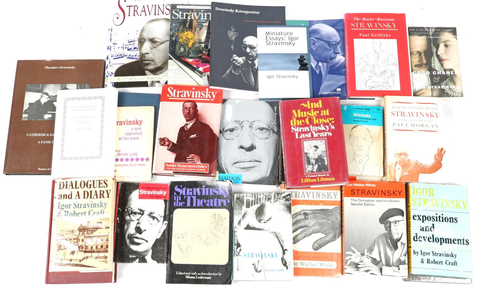 Box of books about the composer Igor Stravinsky