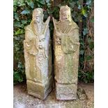 2 sandstone statues of Confucius