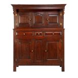 Oak English 2-part cabinet with 3-door base cabinet