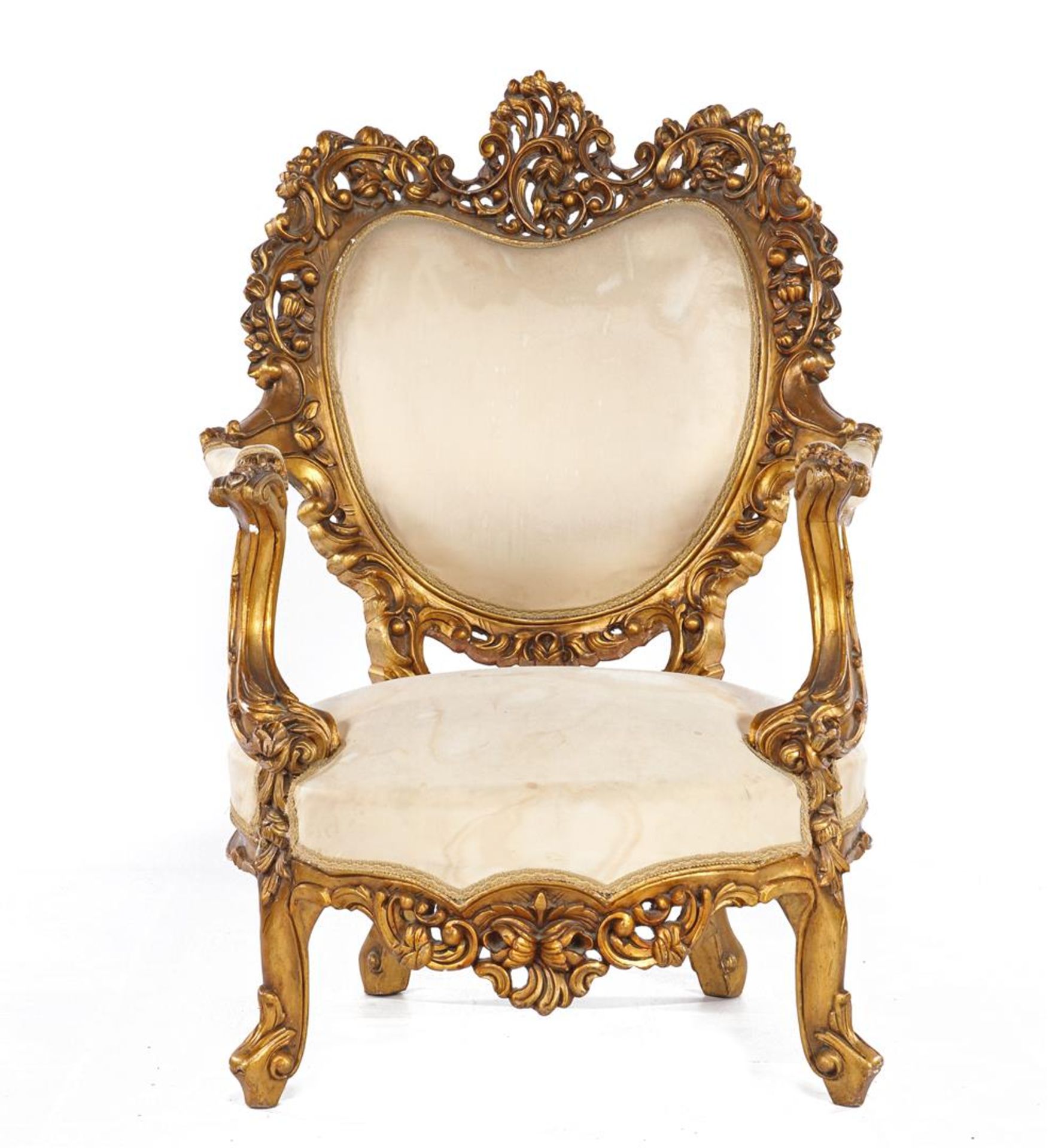 Classic gold-colored armchair with rich stitching - Image 2 of 3