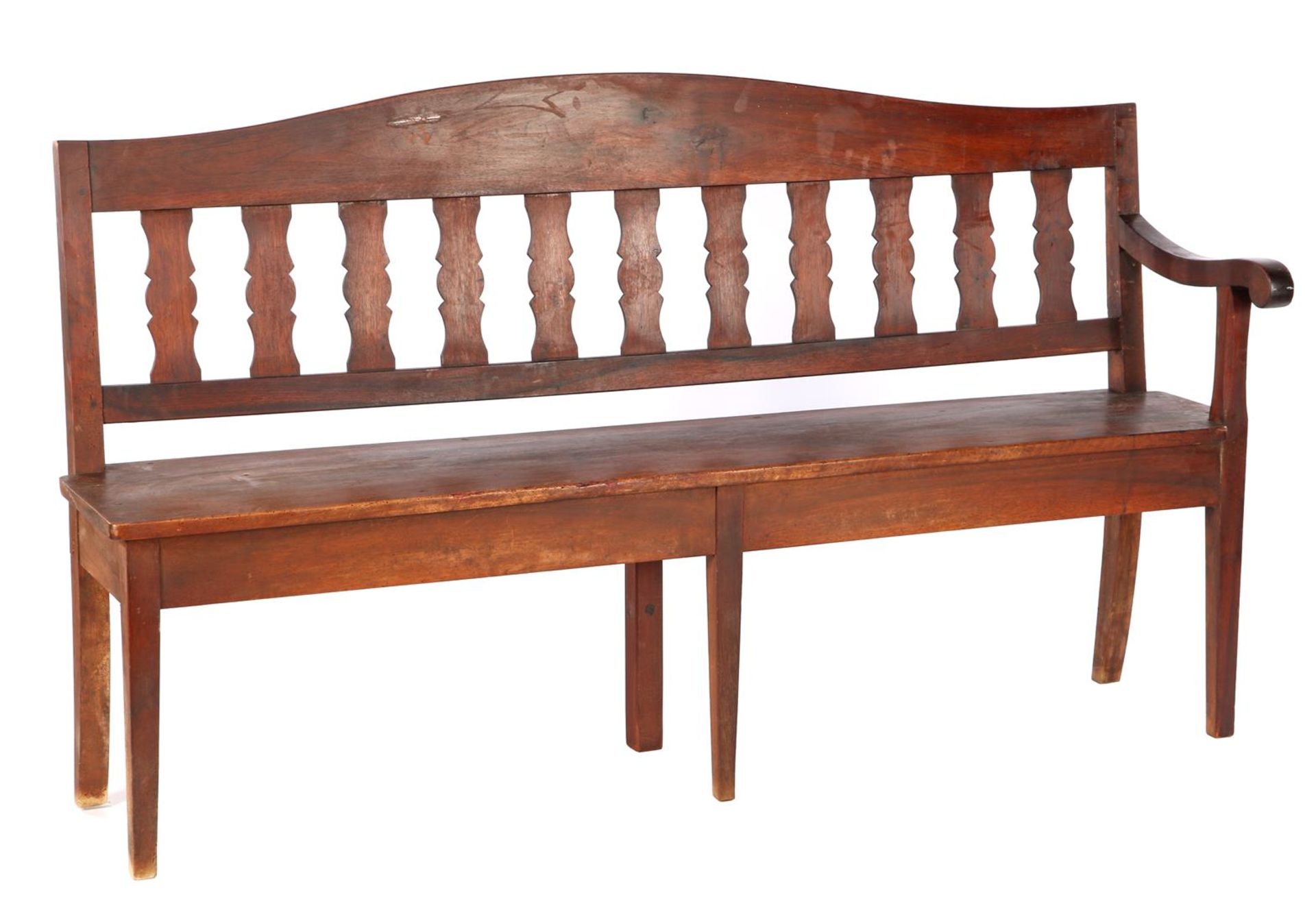 Wooden bench with 1 armrest