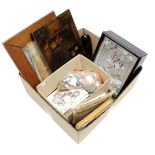 Box various b.u. metronome, various tokens and medals, icon, 3 wall decorations and various black an