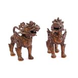 2 Chinese bronze Foo Dogs 15 cm high, 15 cm wide