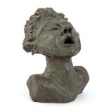 Unknown mark, bronze colored earthenware bust of a figure 26 cm high