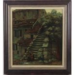Unclearly signed, Woman sitting on stairs