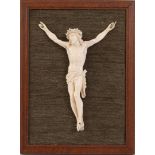 Ivory corpus of Christ in a frame, Europe approx. 1875, total 19 cm high, 14.5 cm wide, 2.5 cm deep,