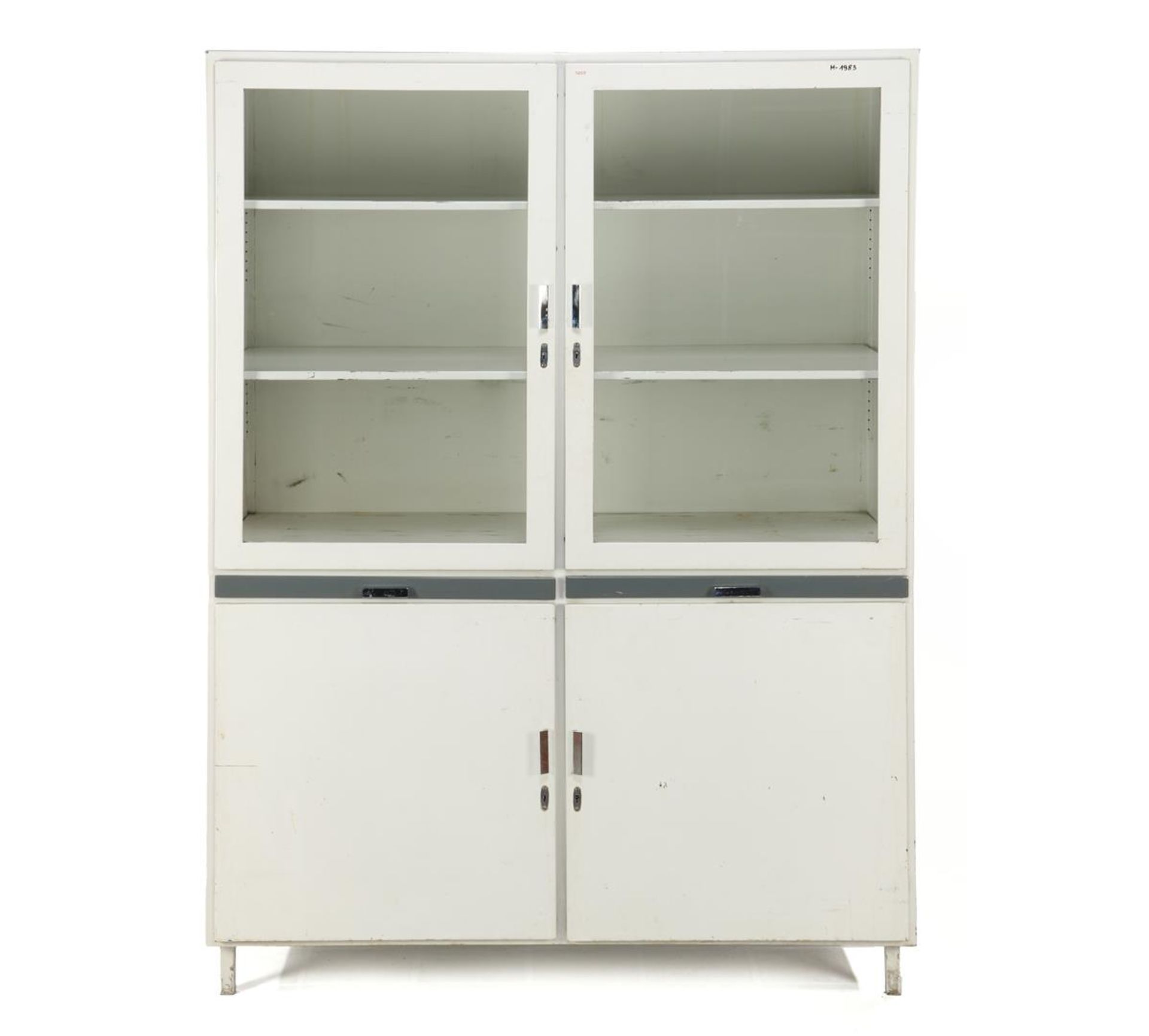 White lacquered pharmacy cabinet