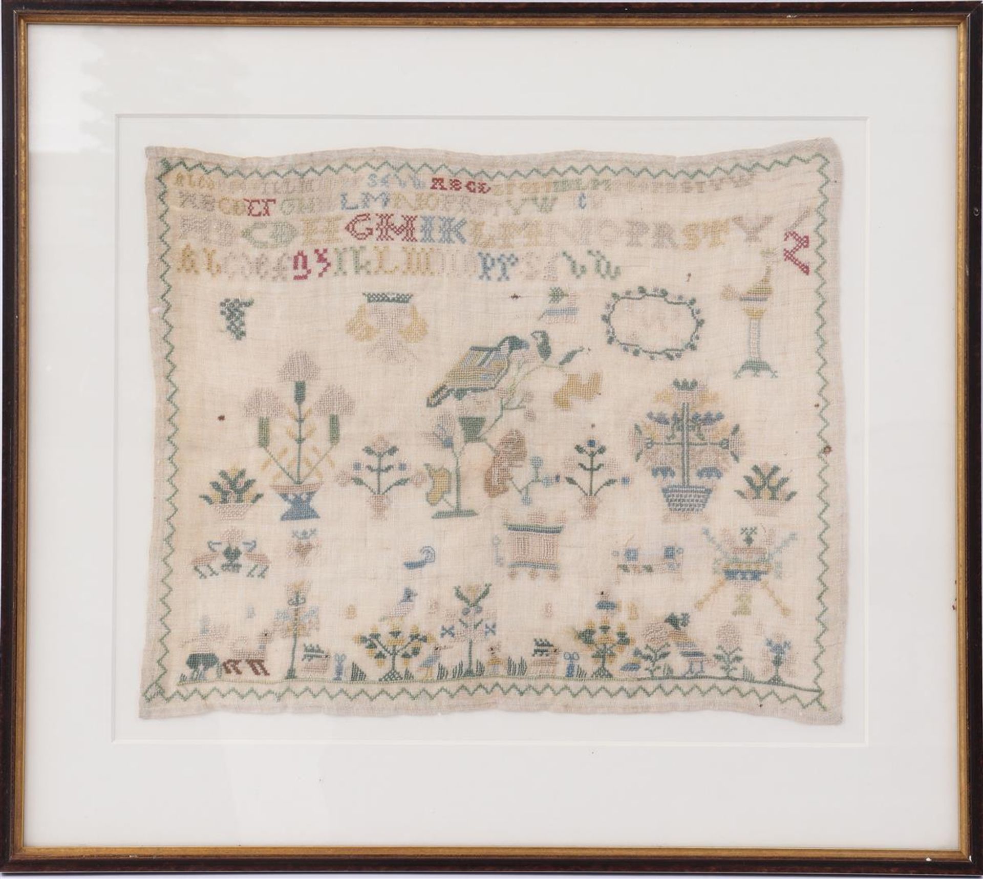 Framed sampler, presumably 19th century