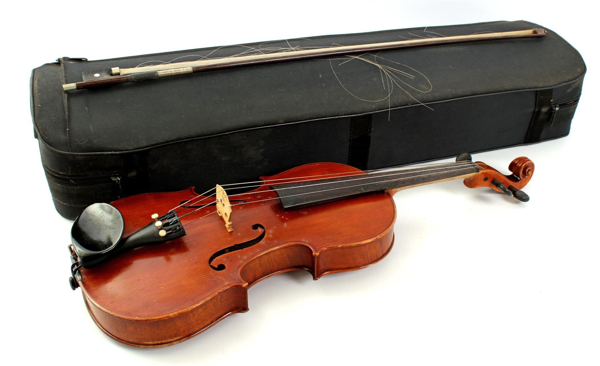Violin with bow in case marked William E Hill and Sons
