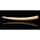 Ivory ceremonial flute, Africa around 1930, 29.5 cm, 214 grams. With certificate.