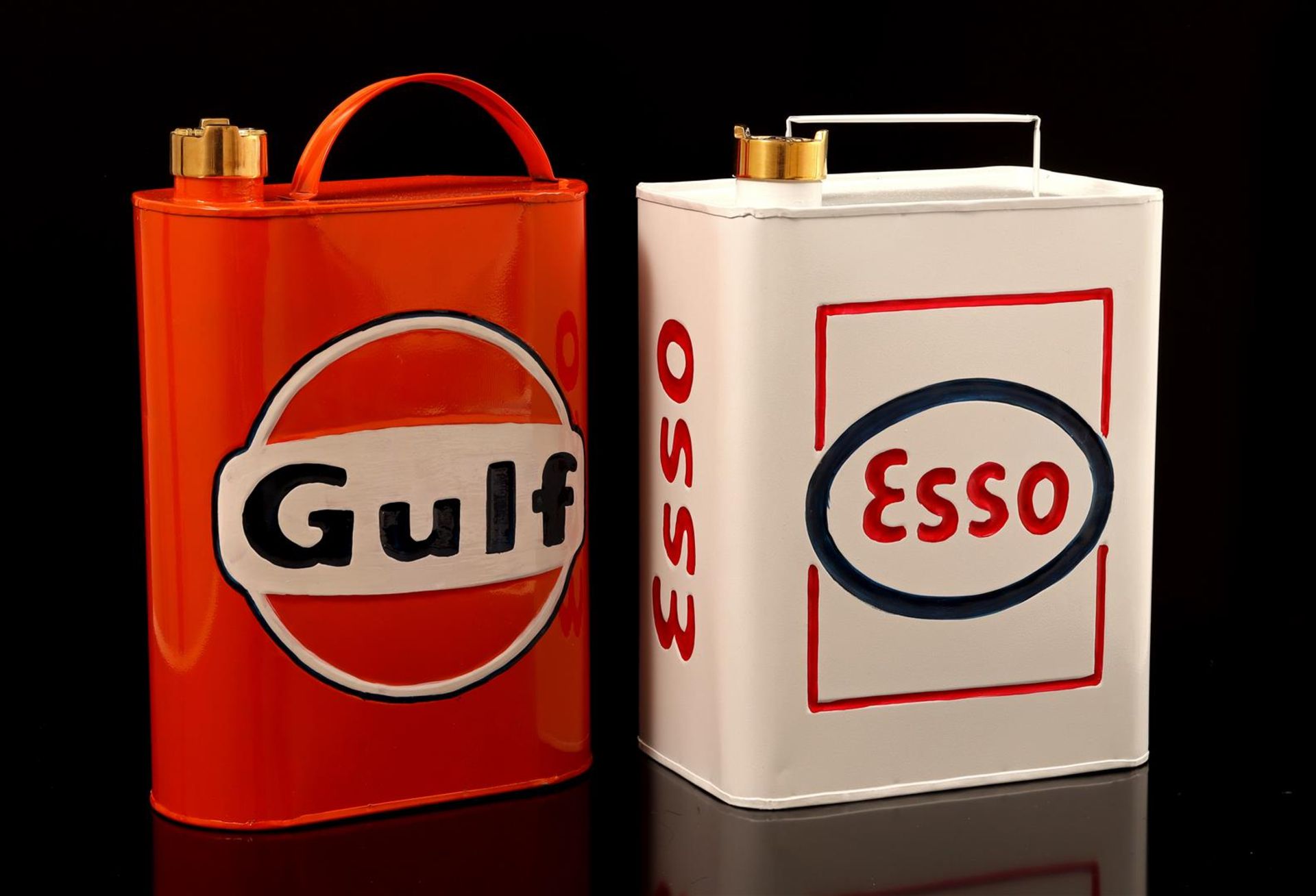 Metal jerry can with advertising Esso