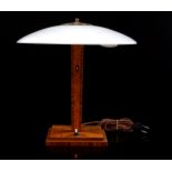 Wooden with parquetry Art Deco 2-light table table lamp