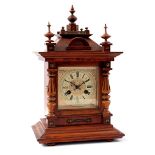 German table clock in walnut case