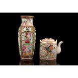 Japanese porcelain teapot with birds and floral decoration 11 cm high, 16 cm wide and 10 cm deep (h