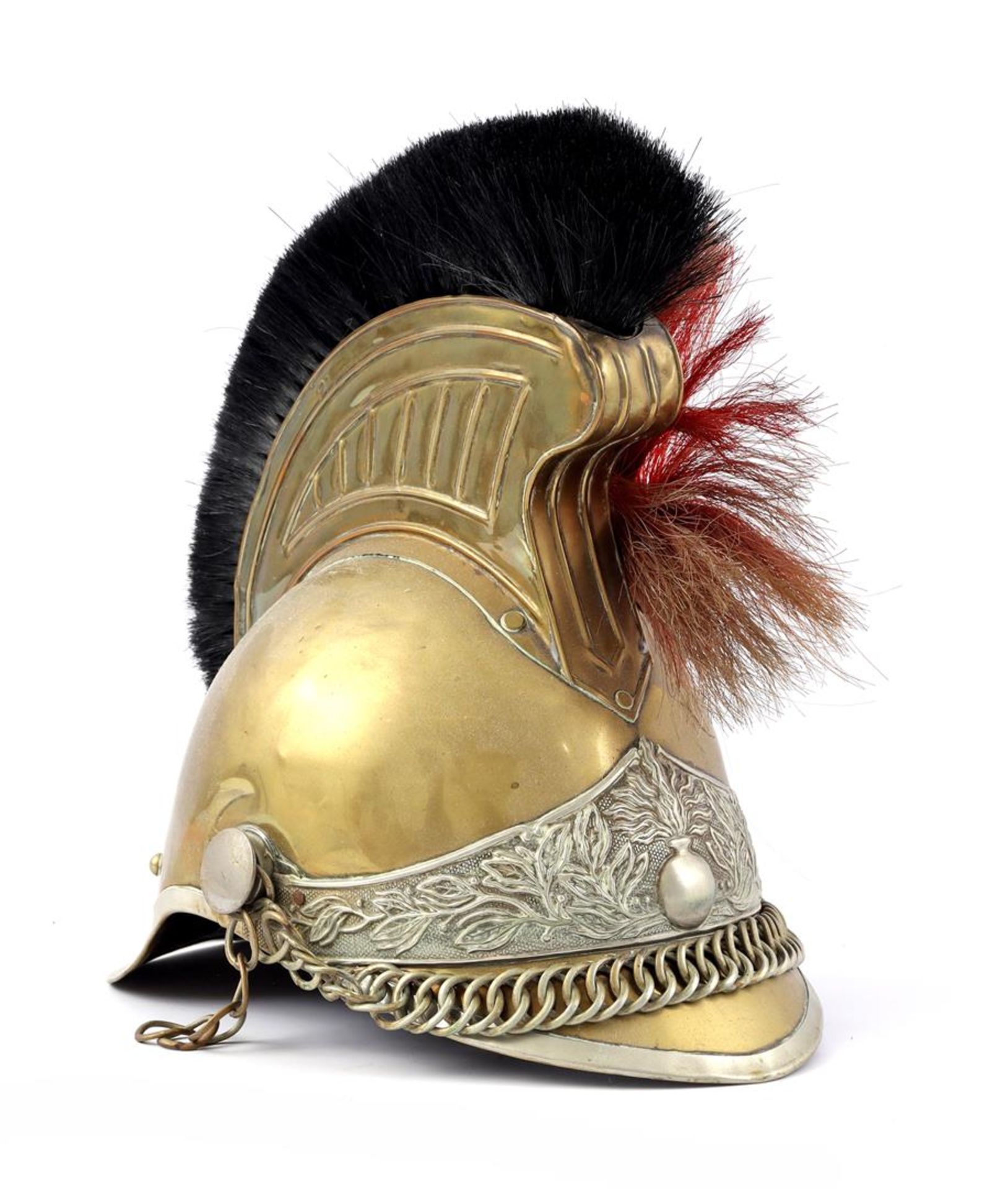 Brass 19th century military helmet, still in use byGarde Nationale Françaises