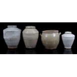 4 earthenware vases with partial glaze, Swatow, Ming dynasty 1368-1644, highest 19.5 cm